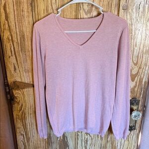 Pink V-Neck Women's Sweater